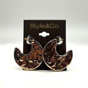 NWT. Style & Co. Gold-Tone, Textured Crescent Earrings.